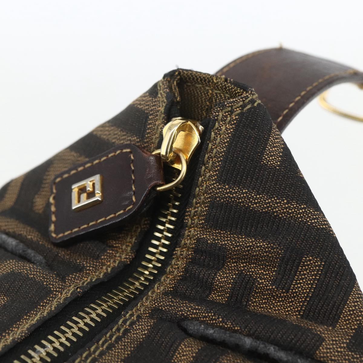 FENDI Zucca Canvas Hand Bag 2way Black Brown gold Auth 163042