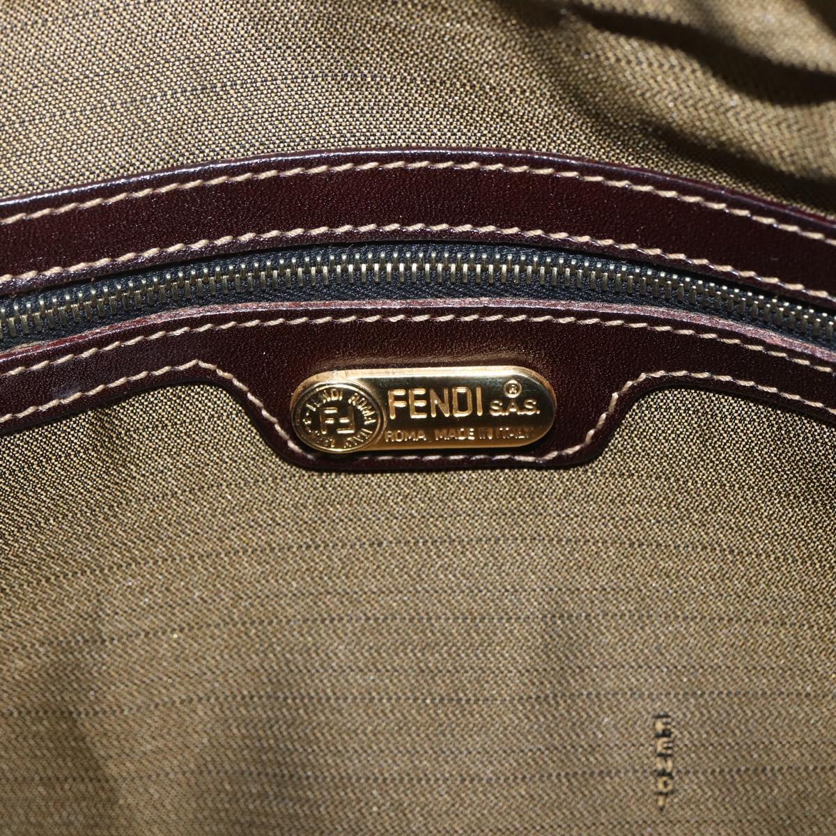 FENDI Zucca Canvas Hand Bag 2way Black Brown gold Auth 163042