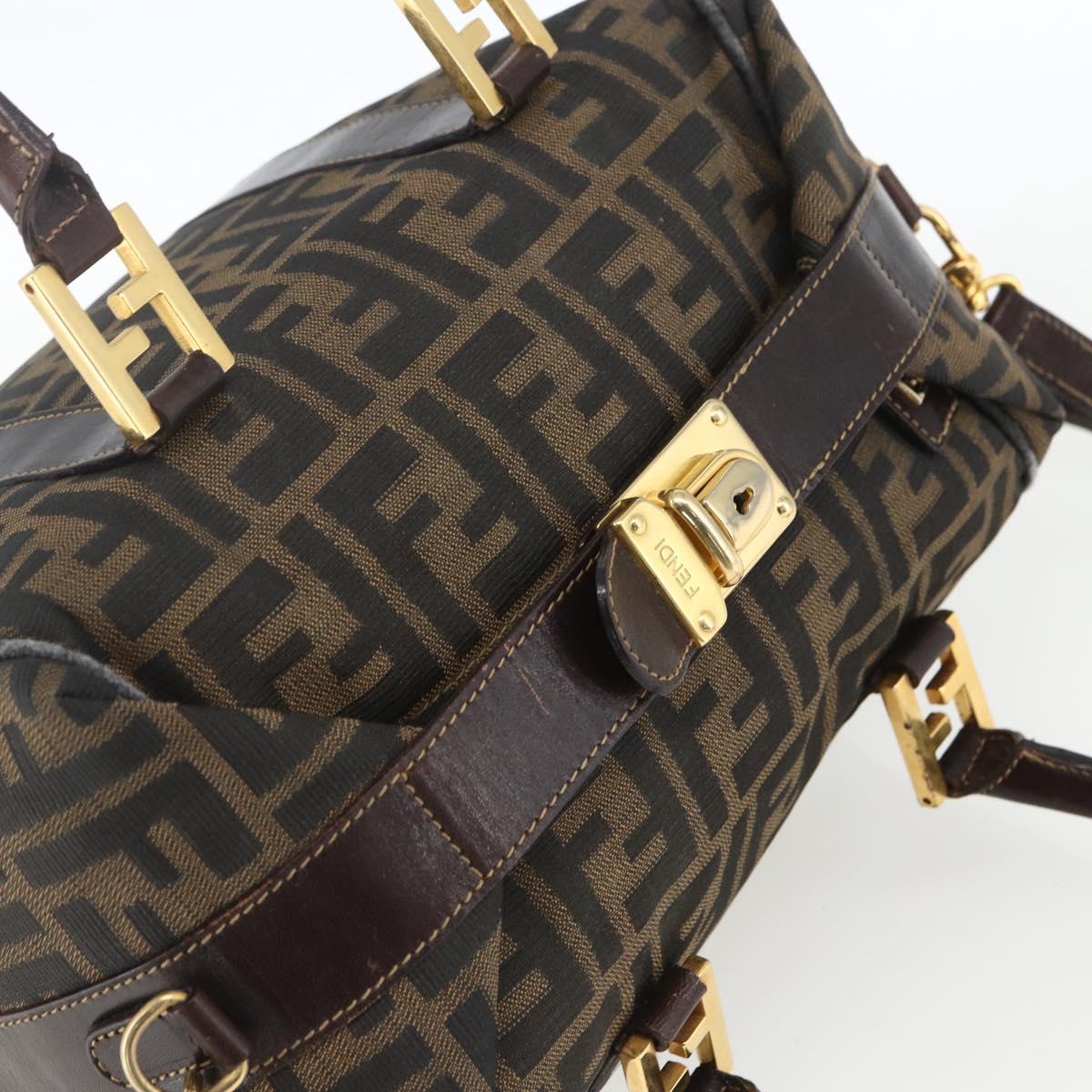 FENDI Zucca Canvas Hand Bag 2way Black Brown gold Auth 163042