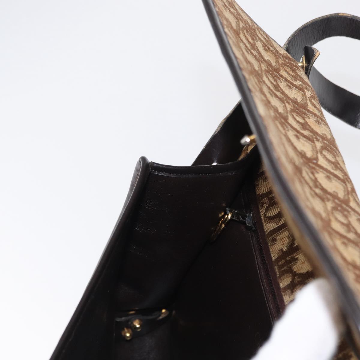 Christian Dior Trotter Canvas Shoulder Bag Beige Gold Auth 163043