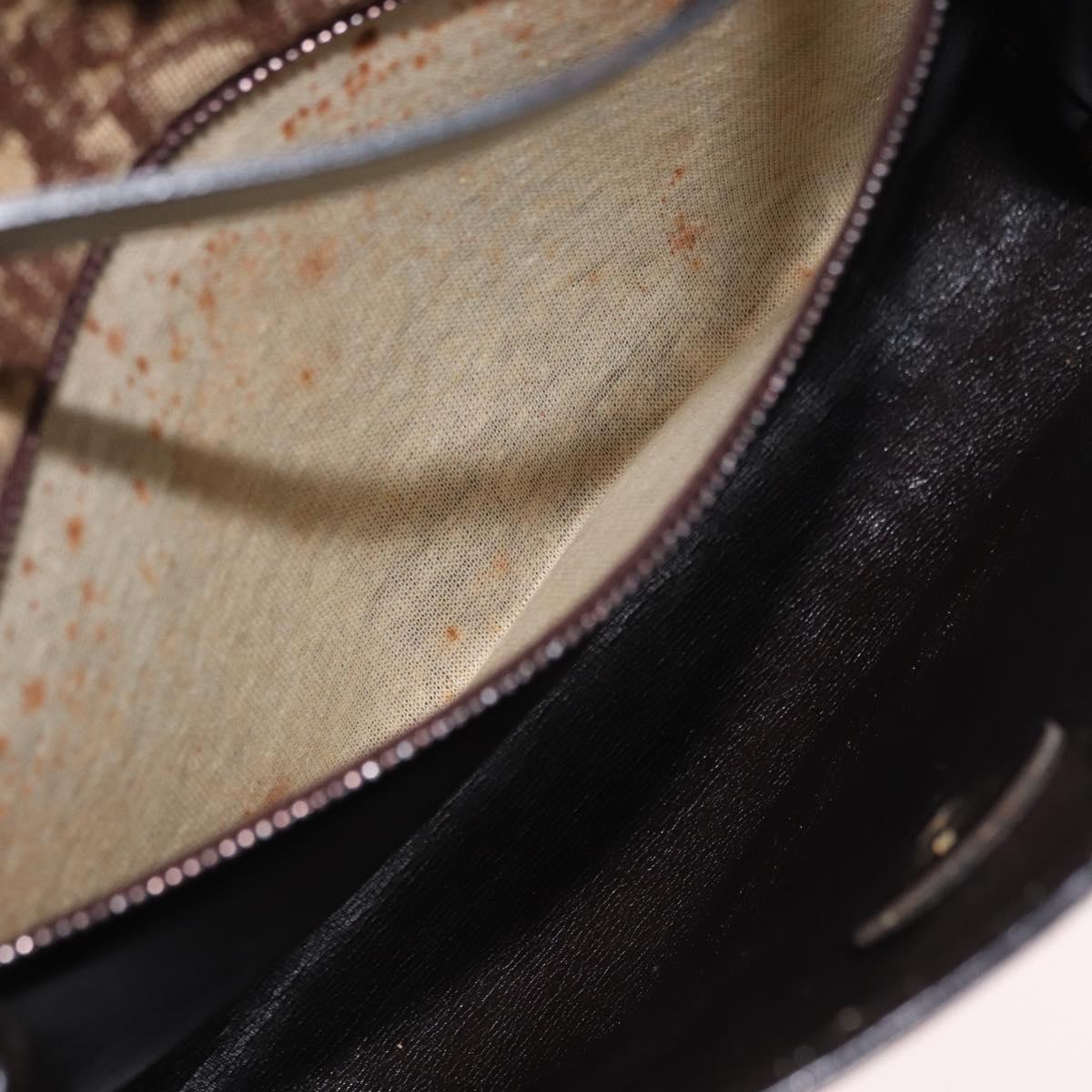 Christian Dior Trotter Canvas Shoulder Bag Beige Gold Auth 163043