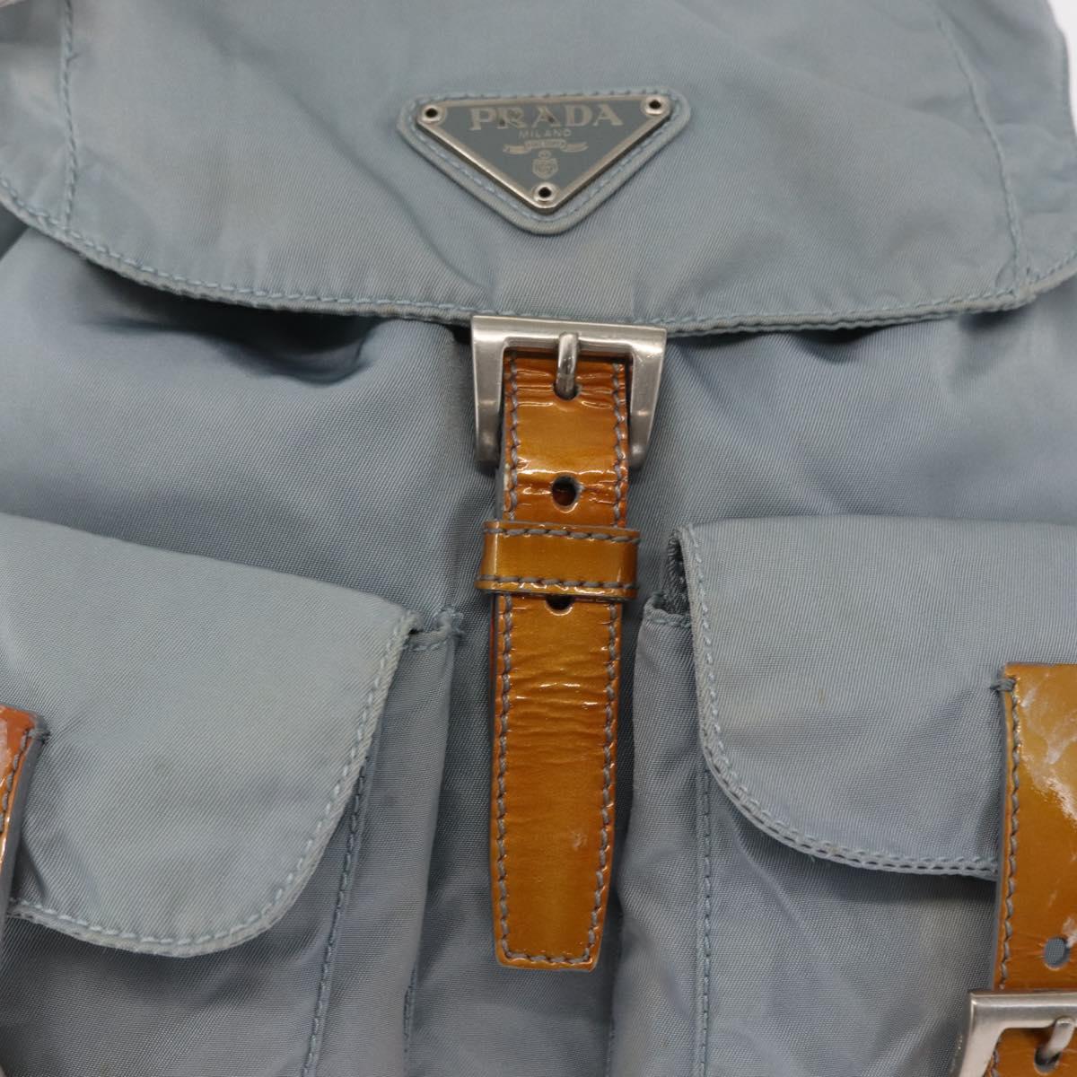 PRADA Backpack Nylon Light Blue Silver Auth 163044