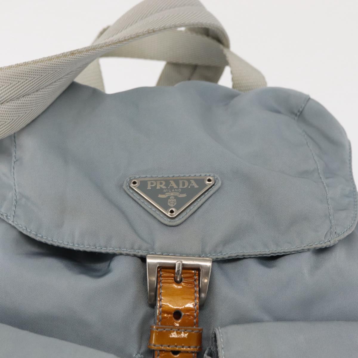 PRADA Backpack Nylon Light Blue Silver Auth 163044
