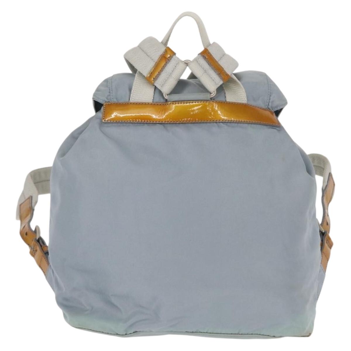 PRADA Backpack Nylon Light Blue Silver Auth 163044