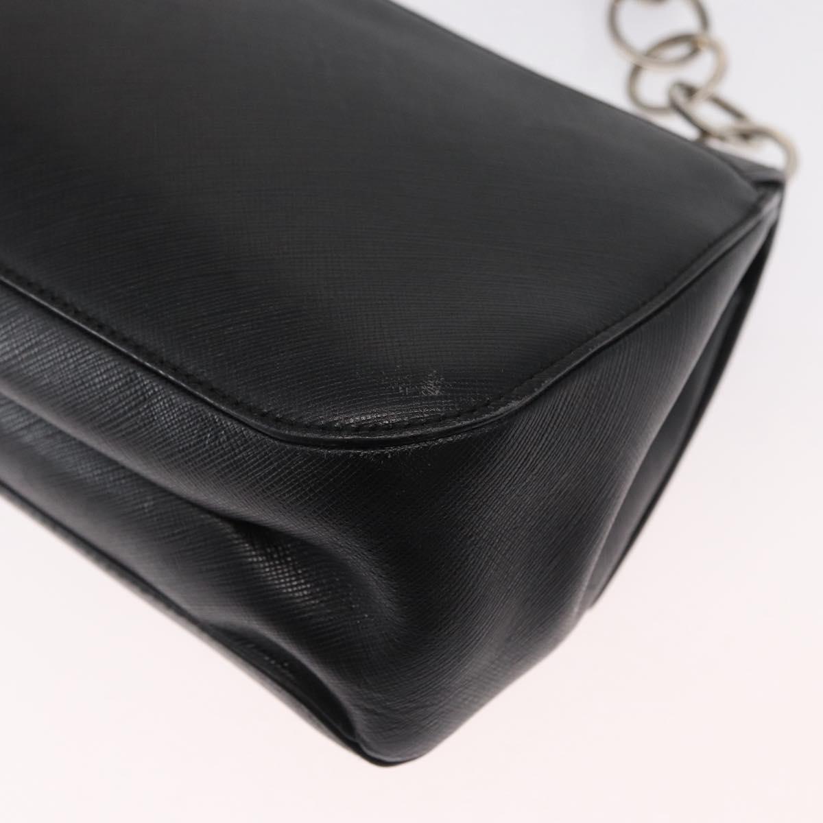 Salvatore Ferragamo Gancini Shoulder Bag Leather Black Silver Auth 163053