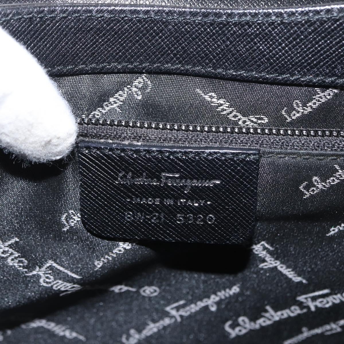 Salvatore Ferragamo Gancini Shoulder Bag Leather Black Silver Auth 163053