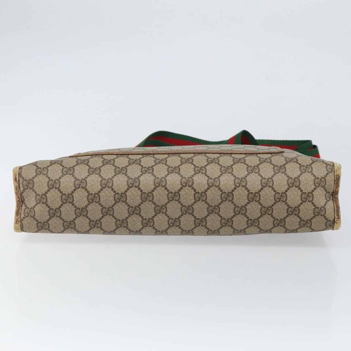 GUCCI GG Supreme Web Sherry Line Tote Bag PVC Beige Red 89 02 997 Auth 163056
