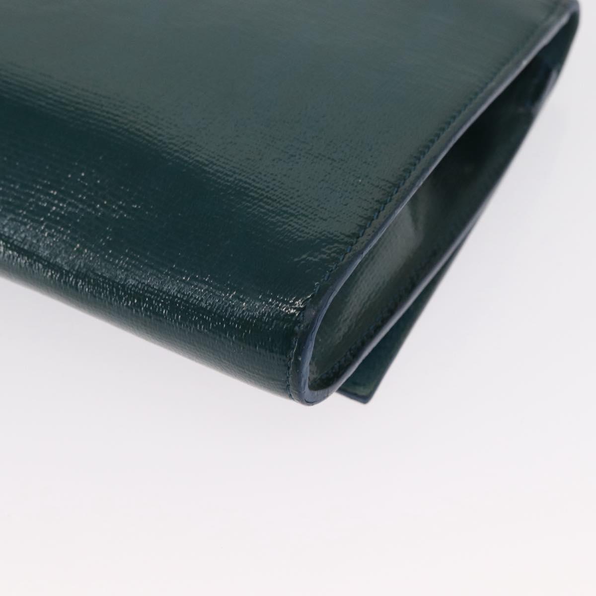 SAINT LAURENT Y Line Clutch Bag Patent leather Green Gold Auth 163062