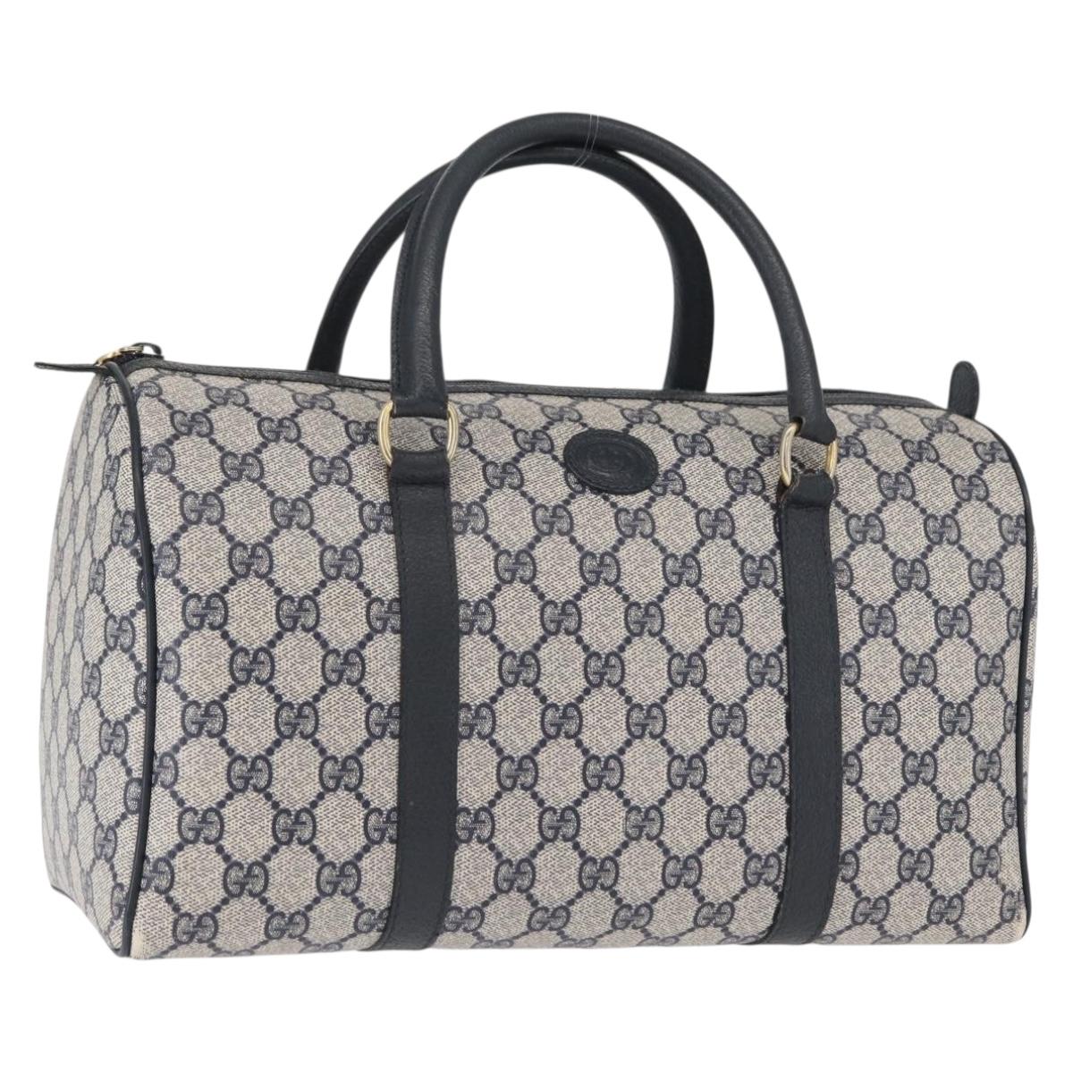 GUCCI GG Supreme Boston Bag PVC Navy Gold 002 39 6842 Auth 163068