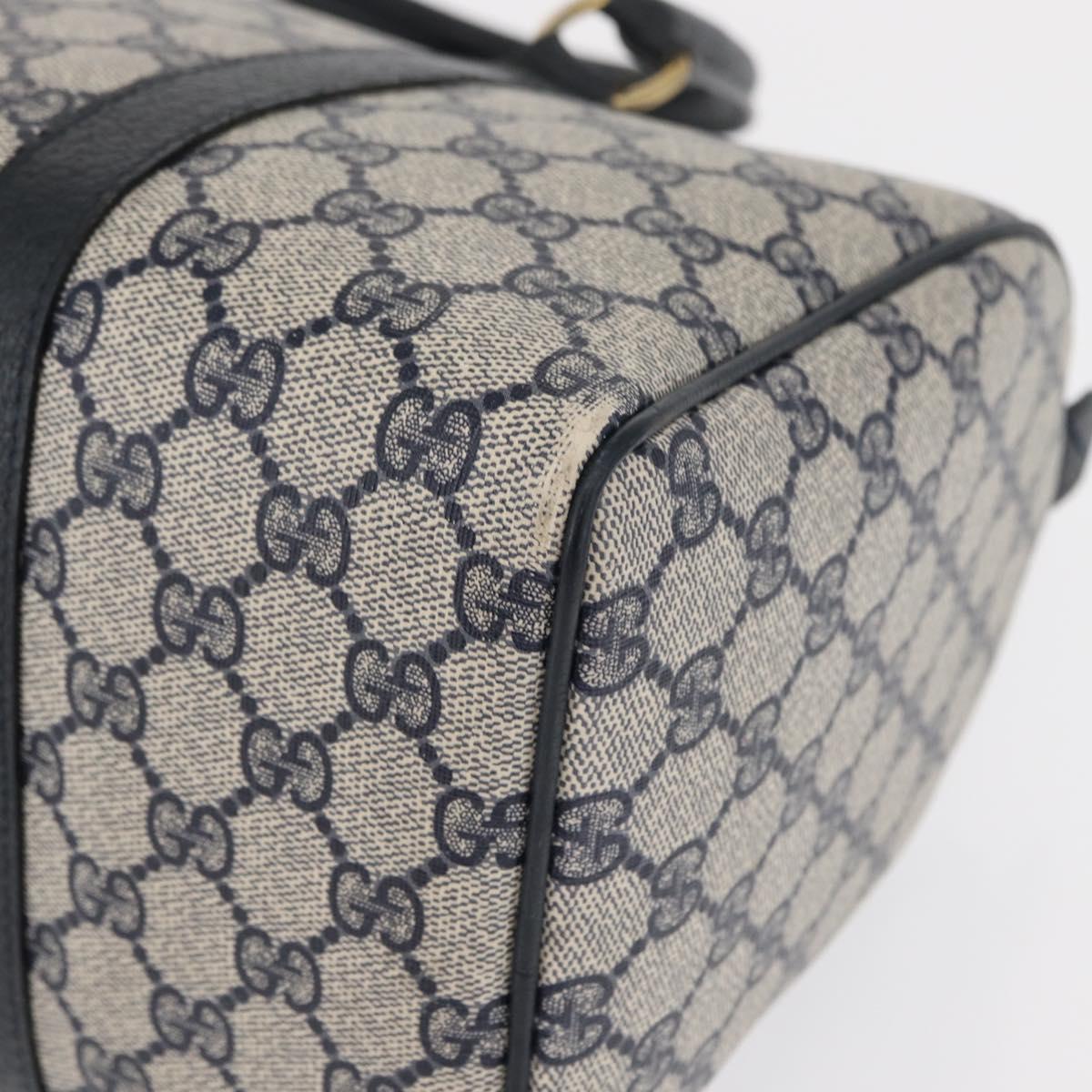 GUCCI GG Supreme Boston Bag PVC Navy Gold 002 39 6842 Auth 163068