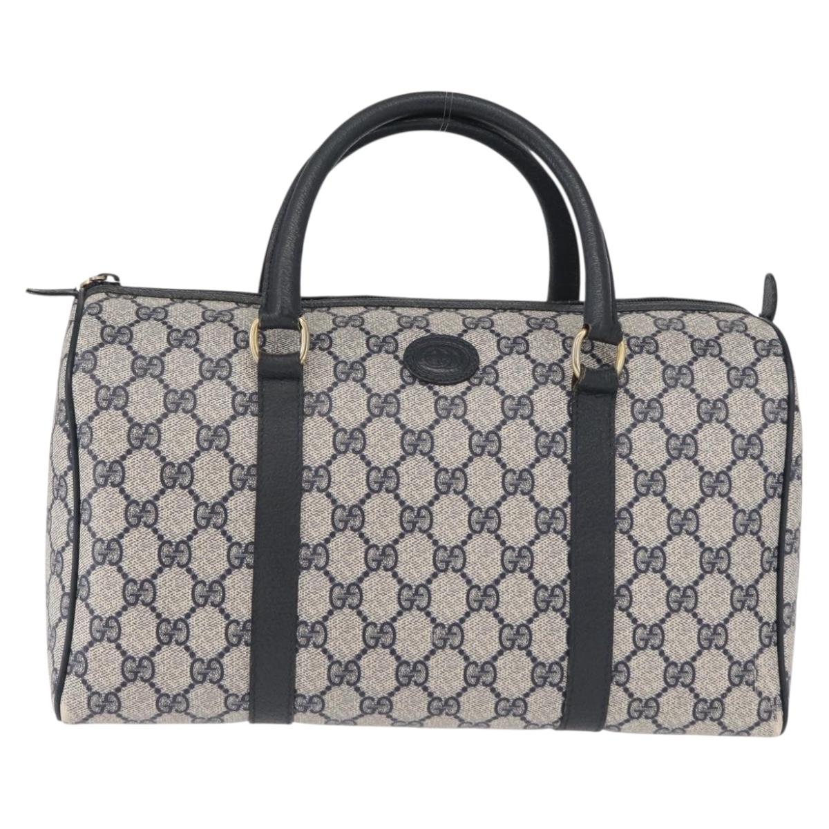 GUCCI GG Supreme Boston Bag PVC Navy Gold 002 39 6842 Auth 163068