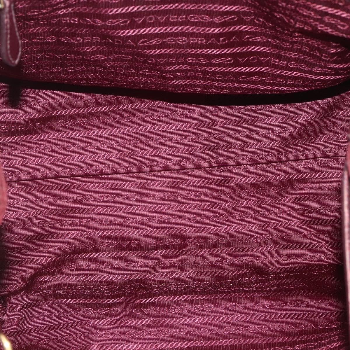 PRADA Hand Bag Nylon 2way Bordeaux Gold Auth 163074