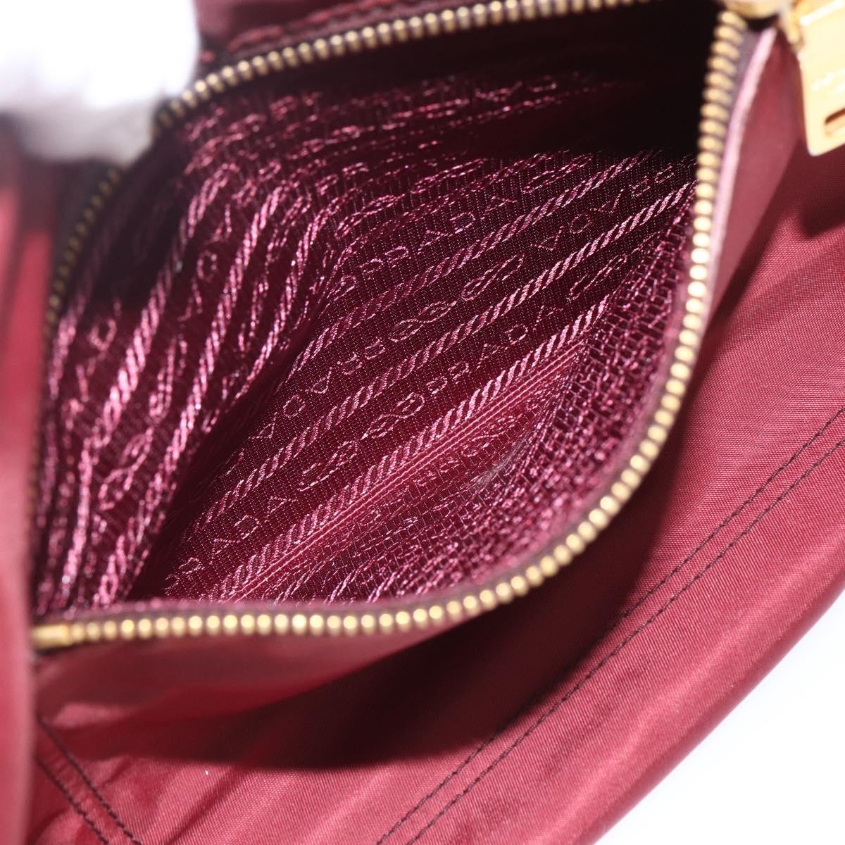 PRADA Hand Bag Nylon 2way Bordeaux Gold Auth 163074
