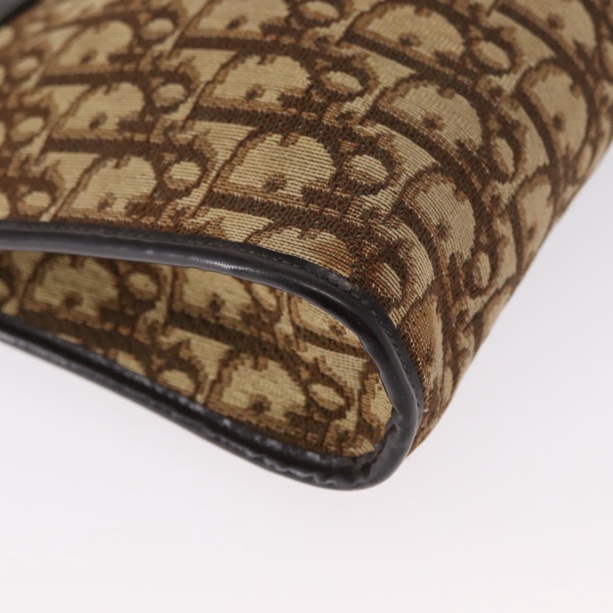 Christian Dior Trotter Canvas Shoulder Bag Beige Gold Auth 163084