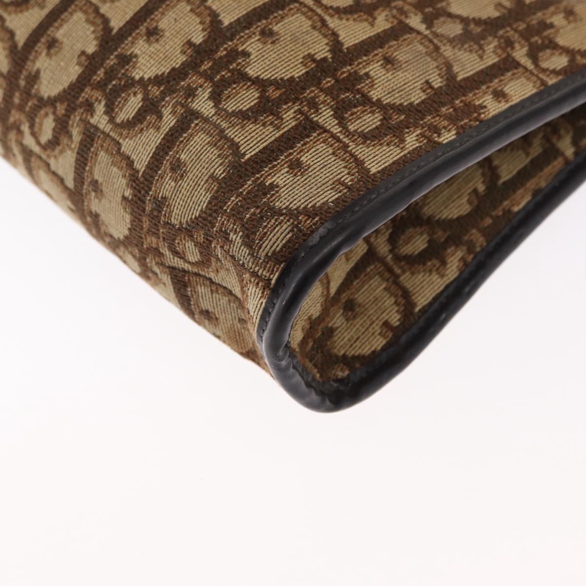 Christian Dior Trotter Canvas Shoulder Bag Beige Gold Auth 163084