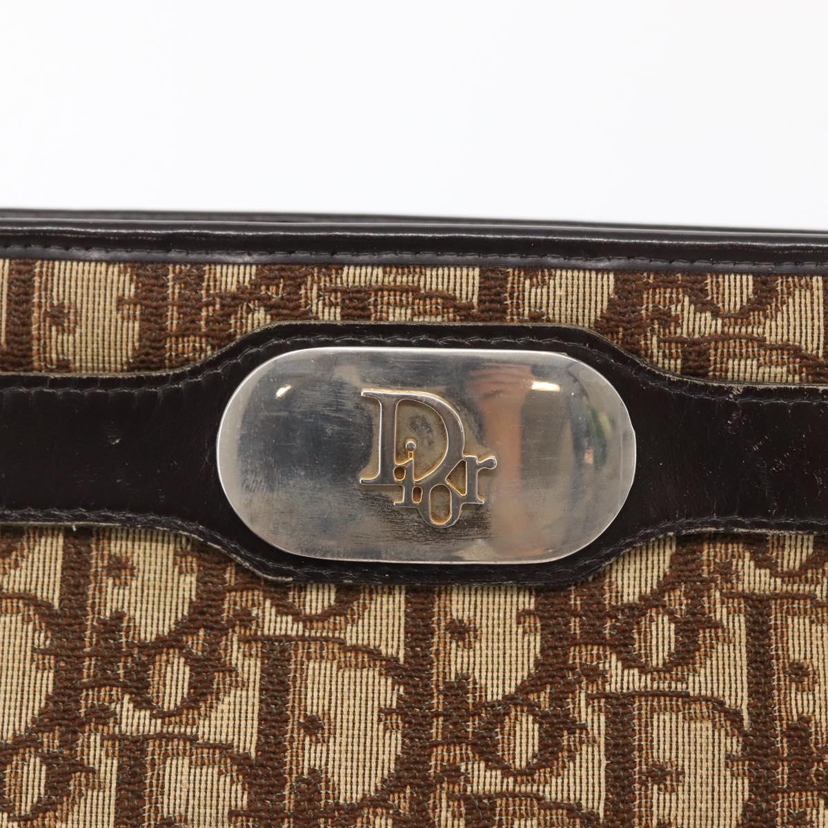 Christian Dior Trotter Canvas Shoulder Bag Beige Gold Auth 163084