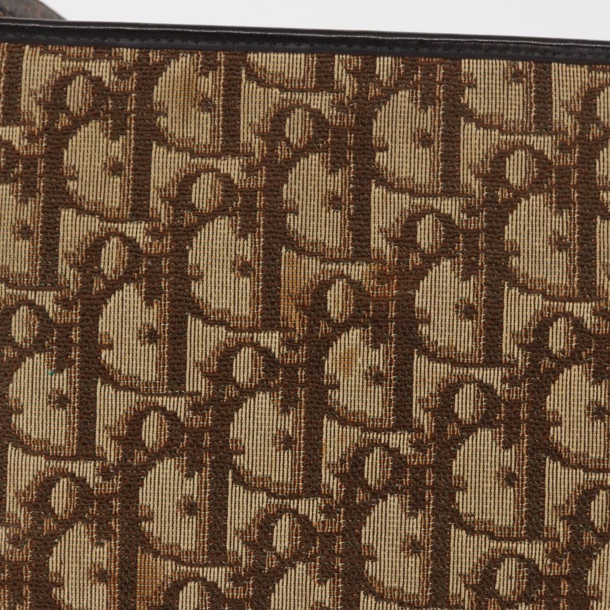 Christian Dior Trotter Canvas Shoulder Bag Beige Gold Auth 163084