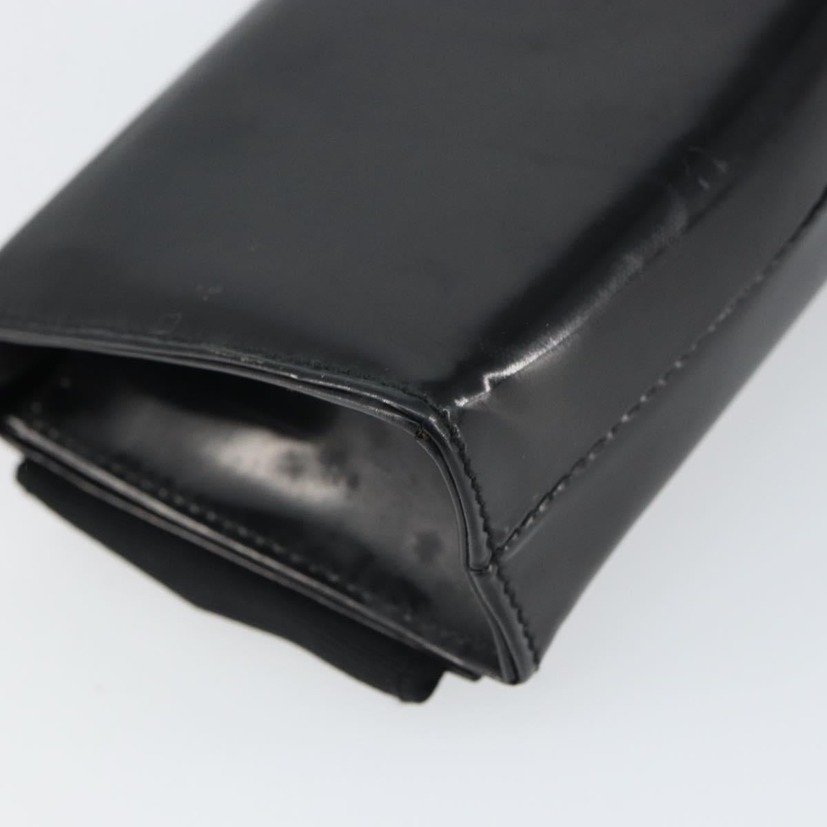 Salvatore Ferragamo Vala Shoulder Bag Patent leather Black Silver Auth 163086