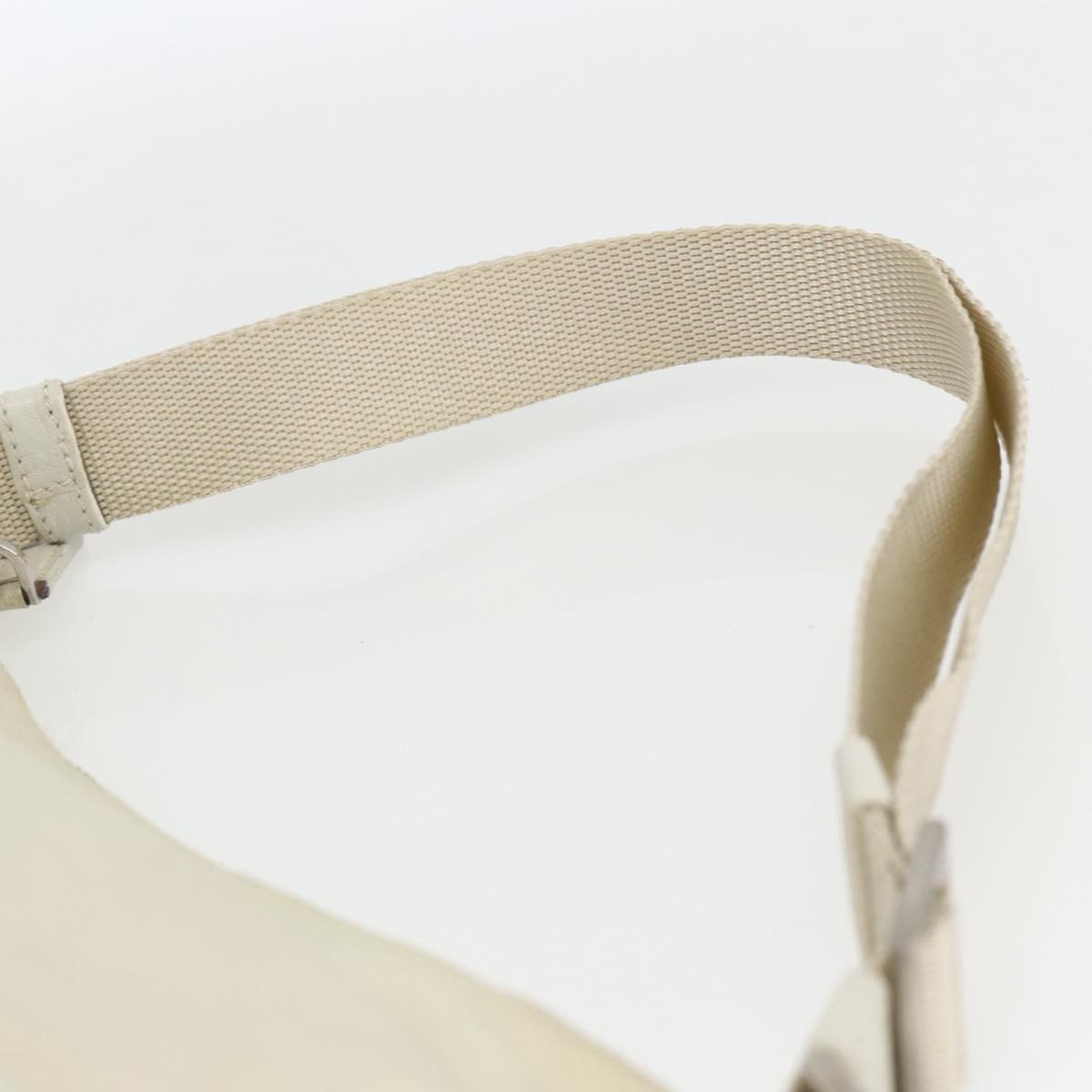 PRADA Shoulder Bag Nylon Leather Ivory Silver Auth 163087
