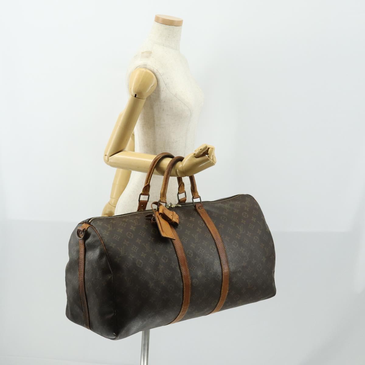 LOUIS VUITTON Monogram Keepall Bandouliere 55 Boston Bag M41414 LV Auth 163092