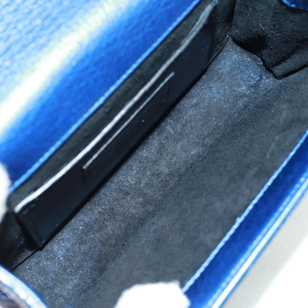 SAINT LAURENT Chain Kate Shoulder Bag Leather Blue Gold Auth 163093SAV