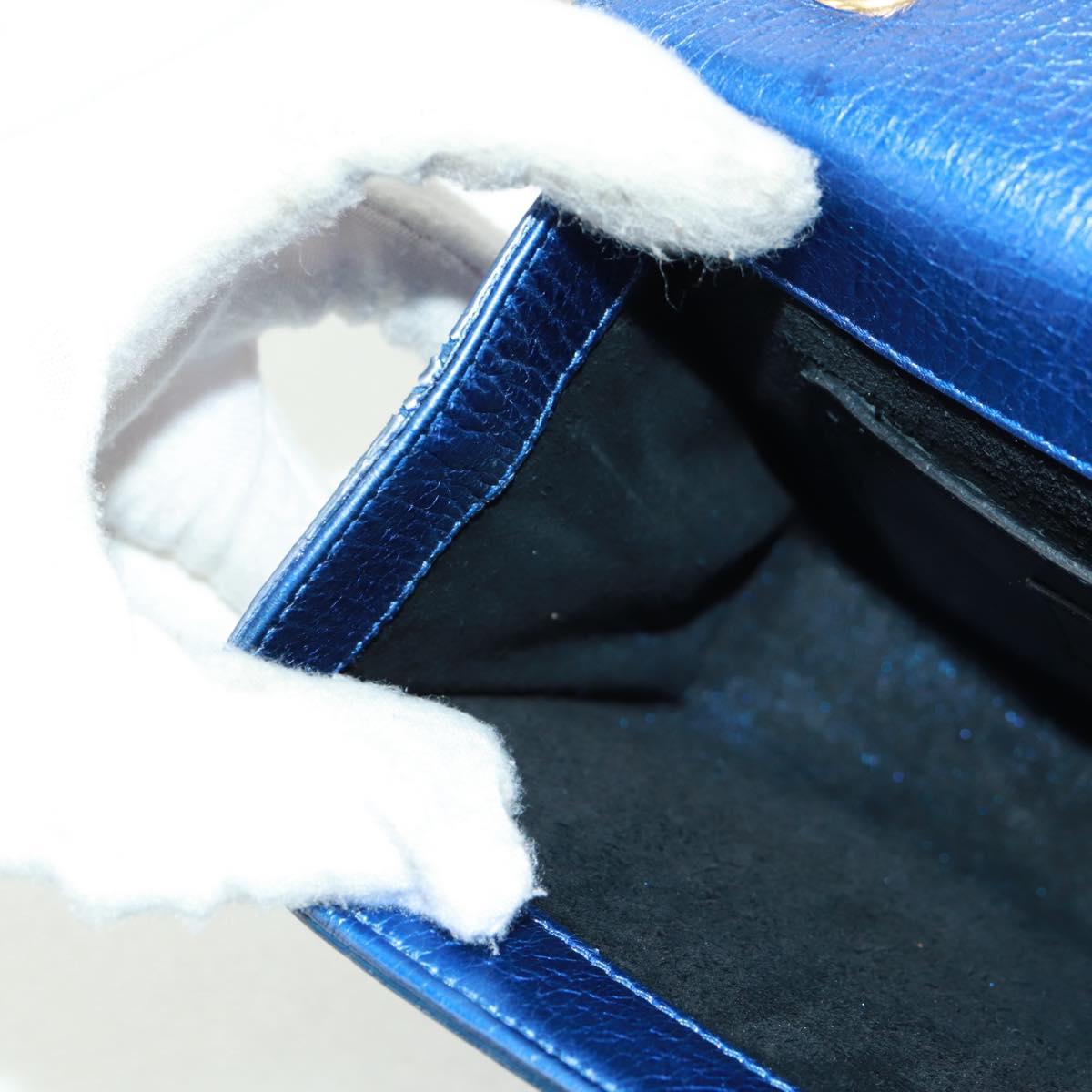 SAINT LAURENT Chain Kate Shoulder Bag Leather Blue Gold Auth 163093SAV