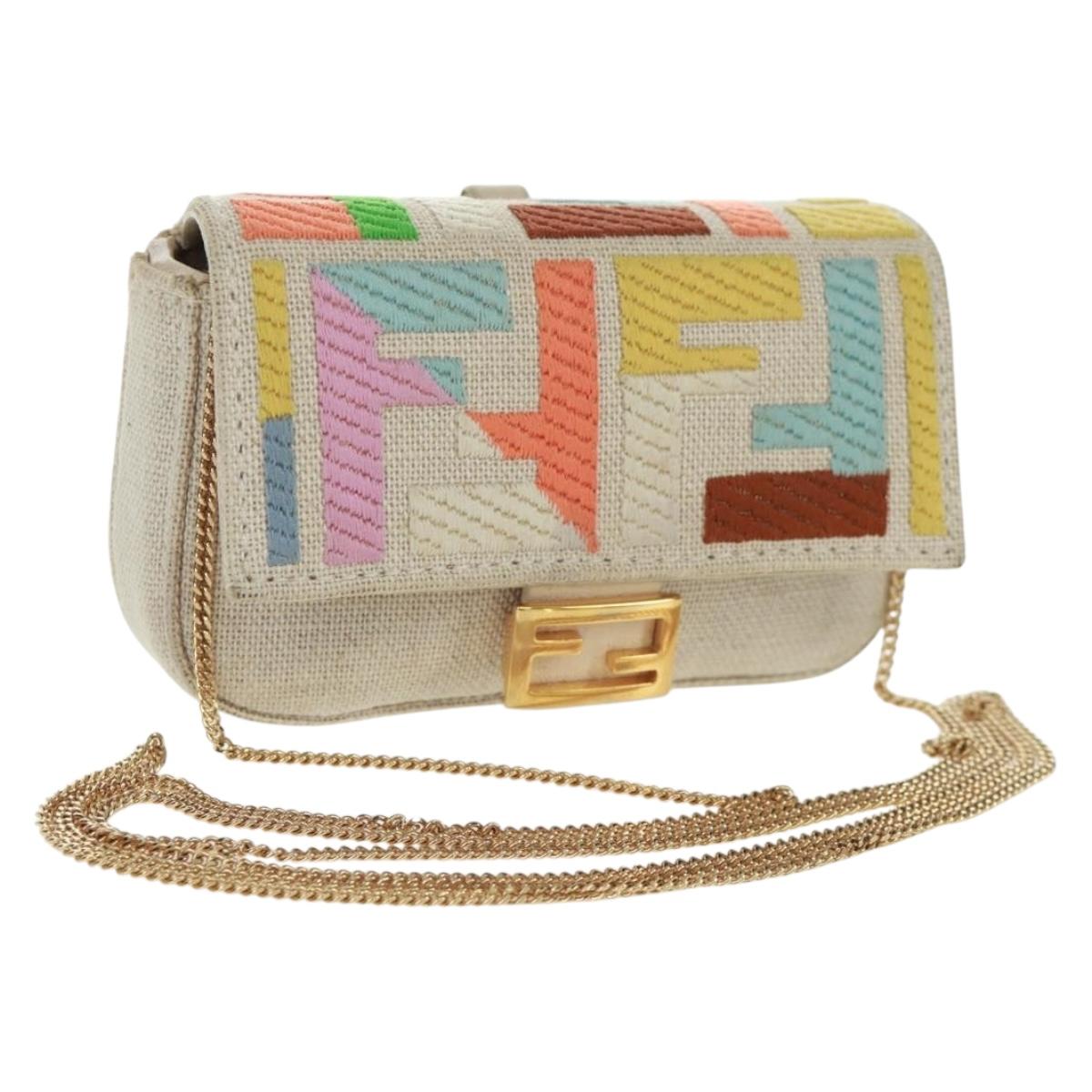 FENDI Zucca Canvas Micro Bucket Charm Multicolor Gold Auth 163112SAM