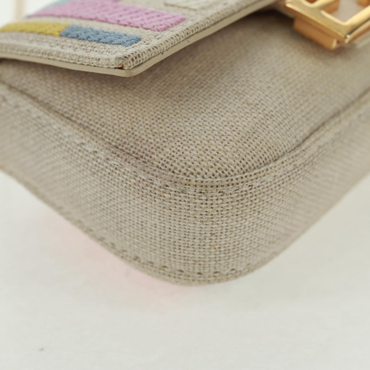 FENDI Zucca Canvas Micro Bucket Charm Multicolor Gold Auth 163112SAM