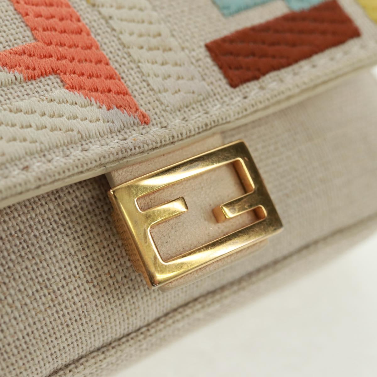 FENDI Zucca Canvas Micro Bucket Charm Multicolor Gold Auth 163112SAM