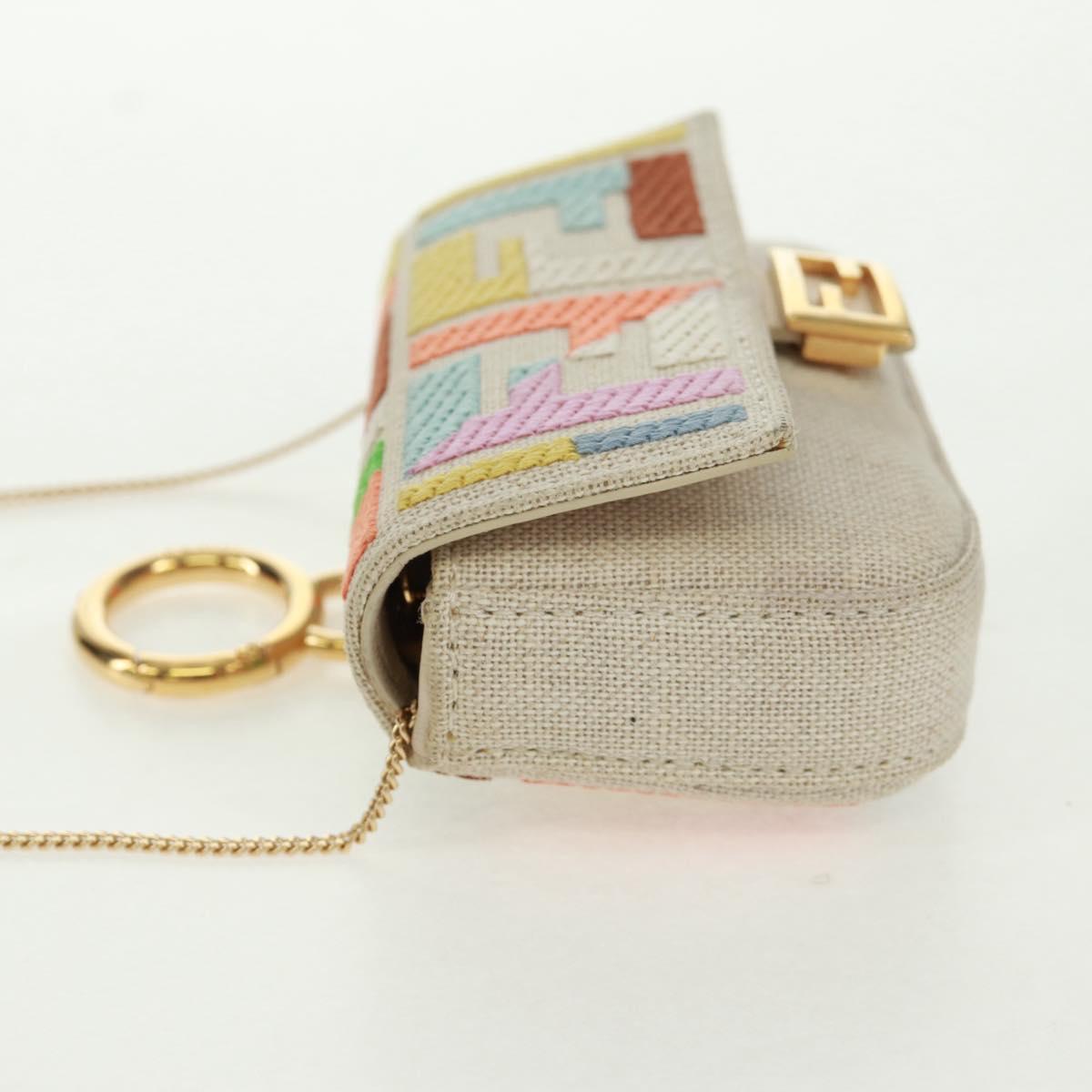 FENDI Zucca Canvas Micro Bucket Charm Multicolor Gold Auth 163112SAM