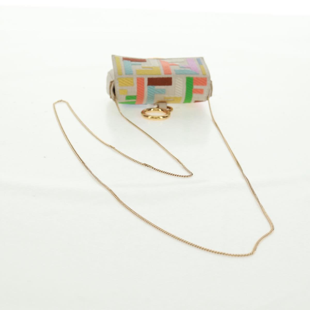 FENDI Zucca Canvas Micro Bucket Charm Multicolor Gold Auth 163112SAM