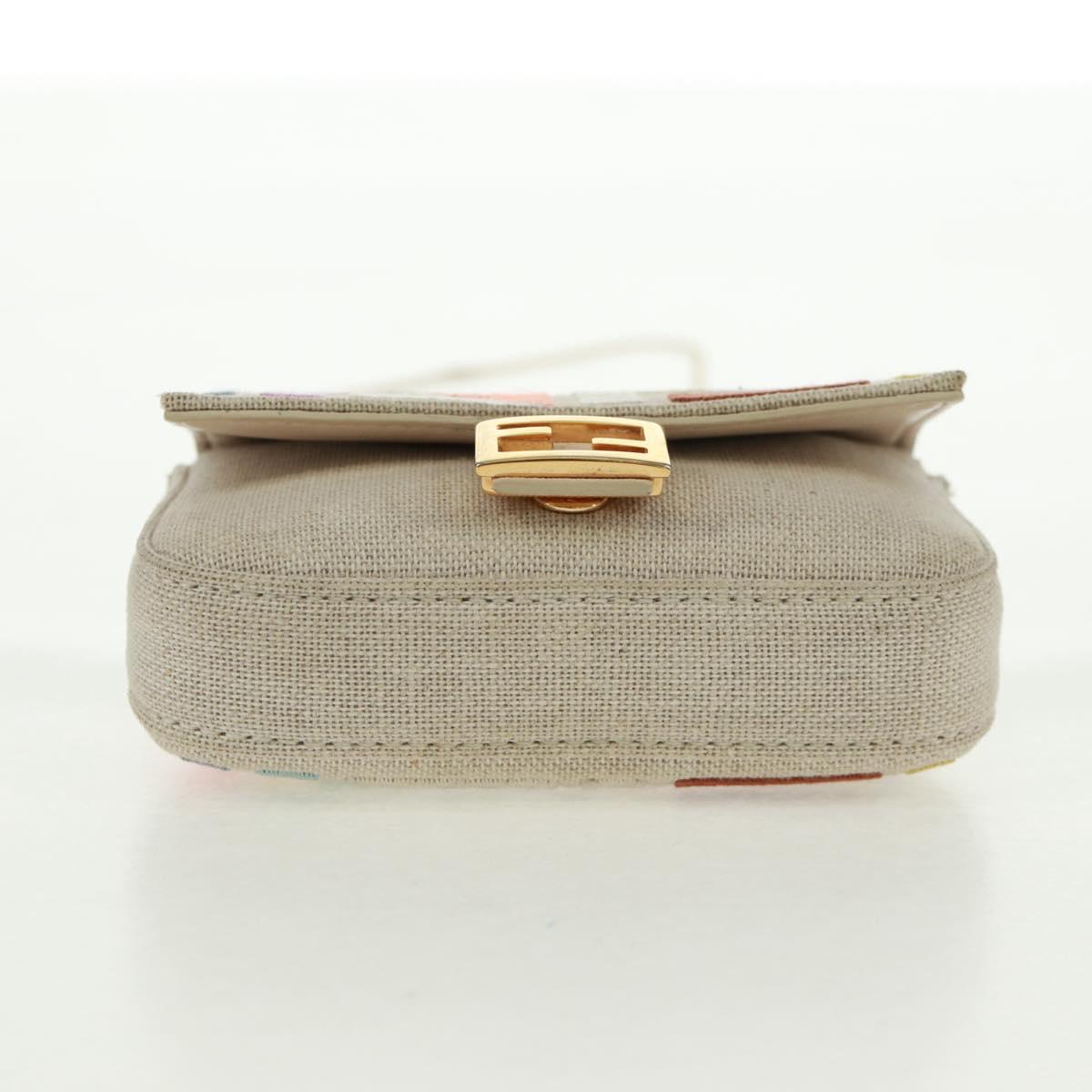 FENDI Zucca Canvas Micro Bucket Charm Multicolor Gold Auth 163112SAM