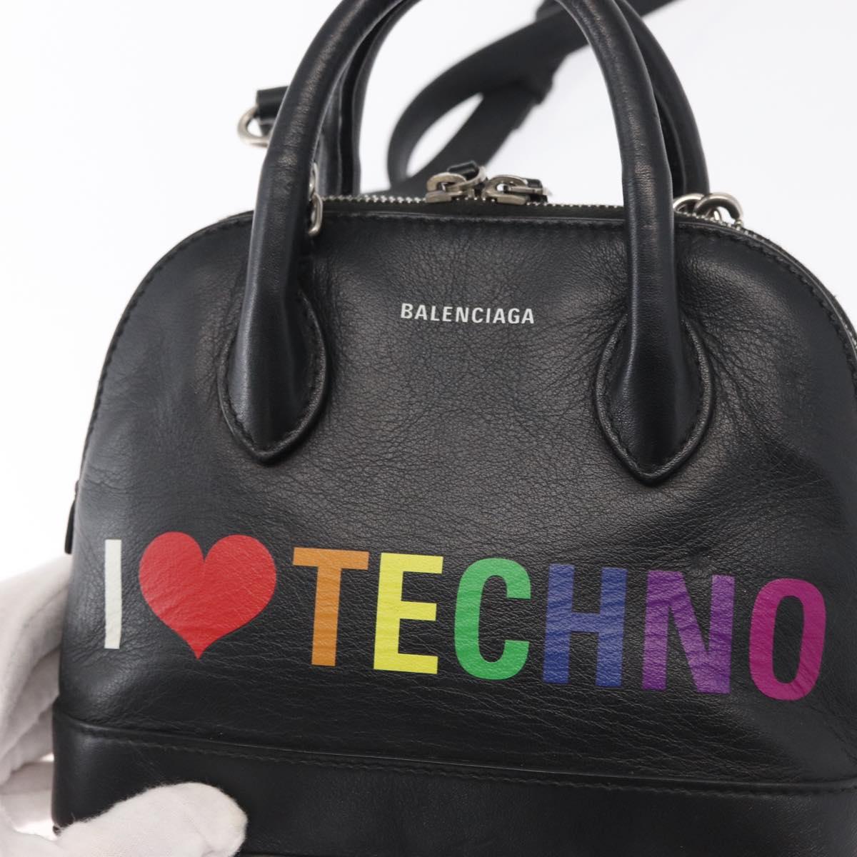 BALENCIAGA I LOVE TECHNO Villetop Handle XXS Bag Black 550646 Auth 163114V