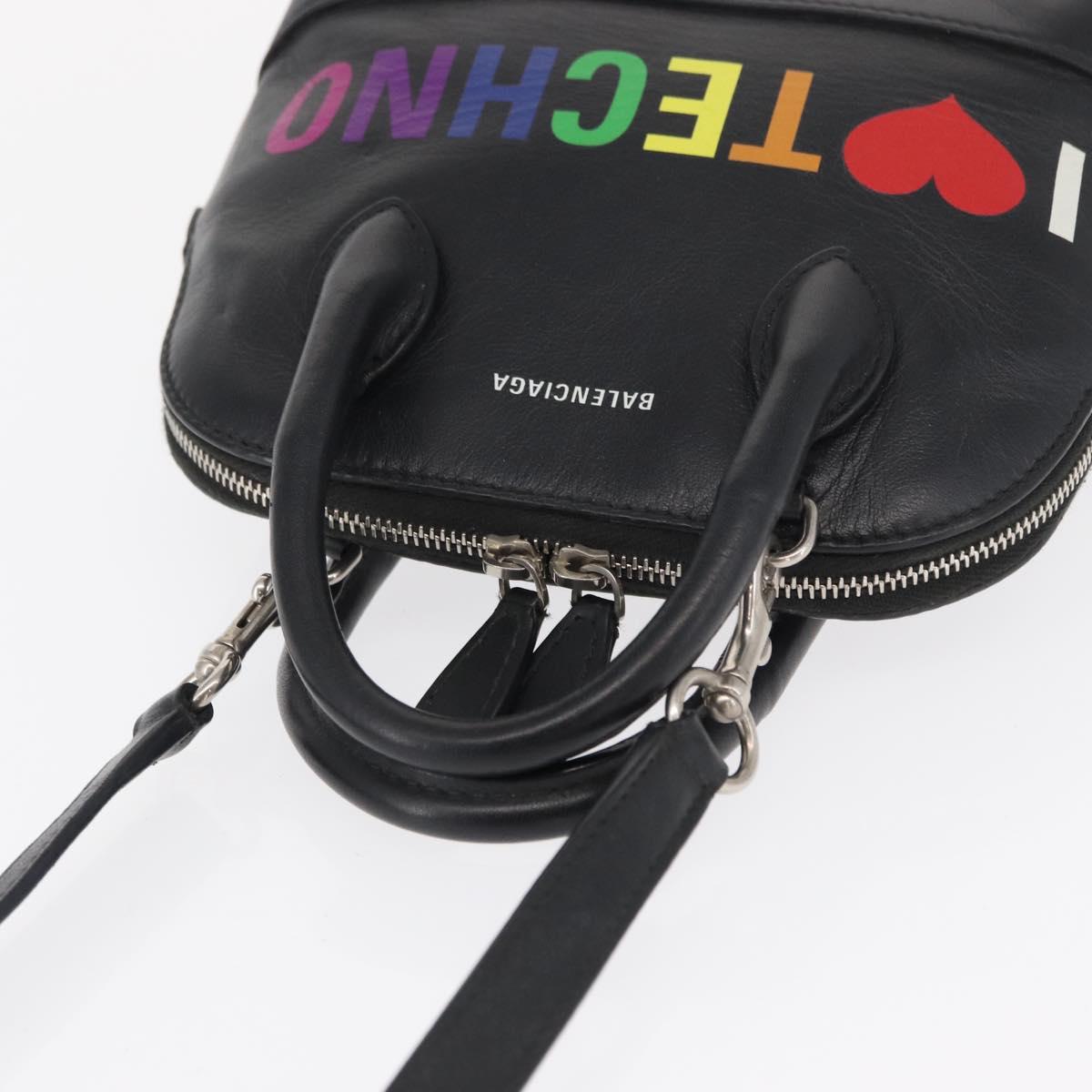 BALENCIAGA I LOVE TECHNO Villetop Handle XXS Bag Black 550646 Auth 163114V