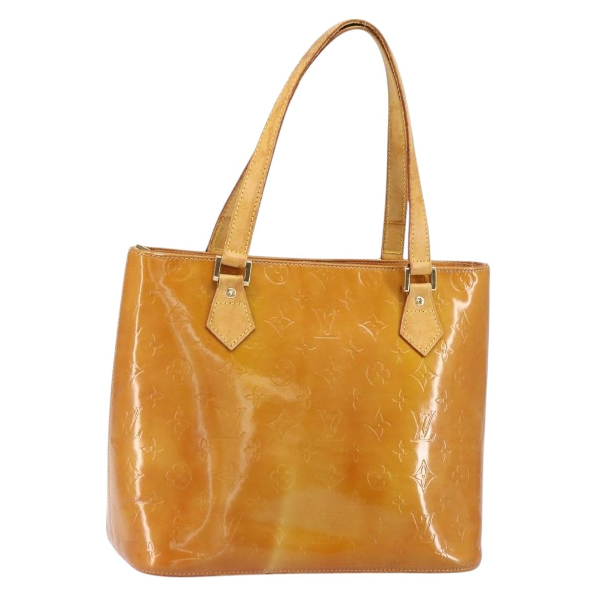 LOUIS VUITTON Monogram Vernis Houston Hand Bag Beige M91004 LV Auth 163133