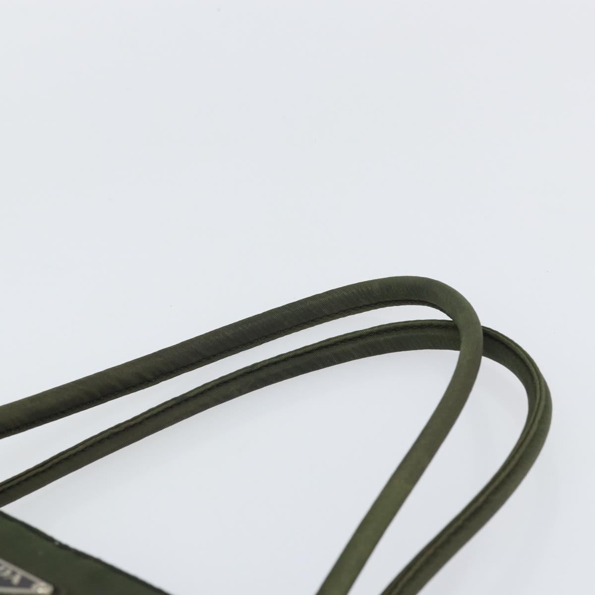 PRADA Tote Bag Nylon Khaki Silver Auth 163146