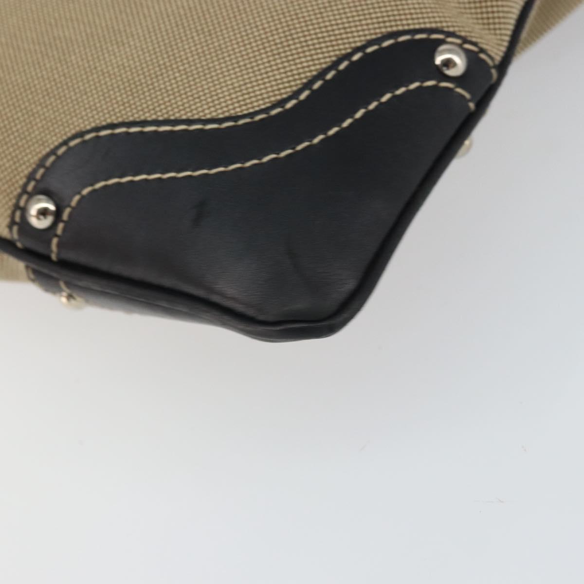 PRADA Shoulder Bag Canvas Beige Gold Auth 163147