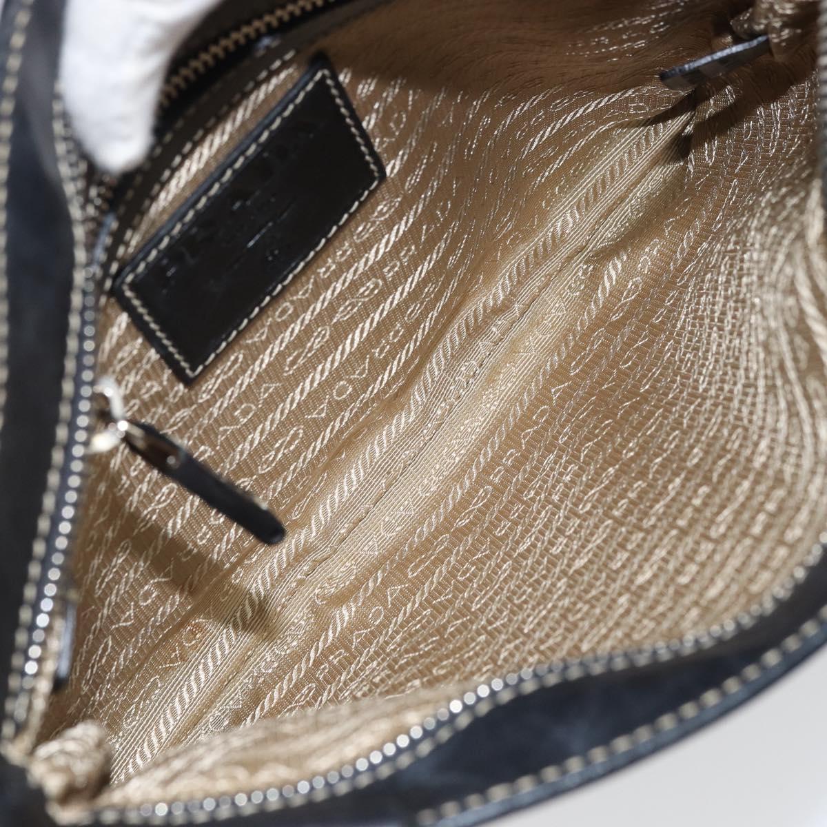 PRADA Shoulder Bag Canvas Beige Gold Auth 163147
