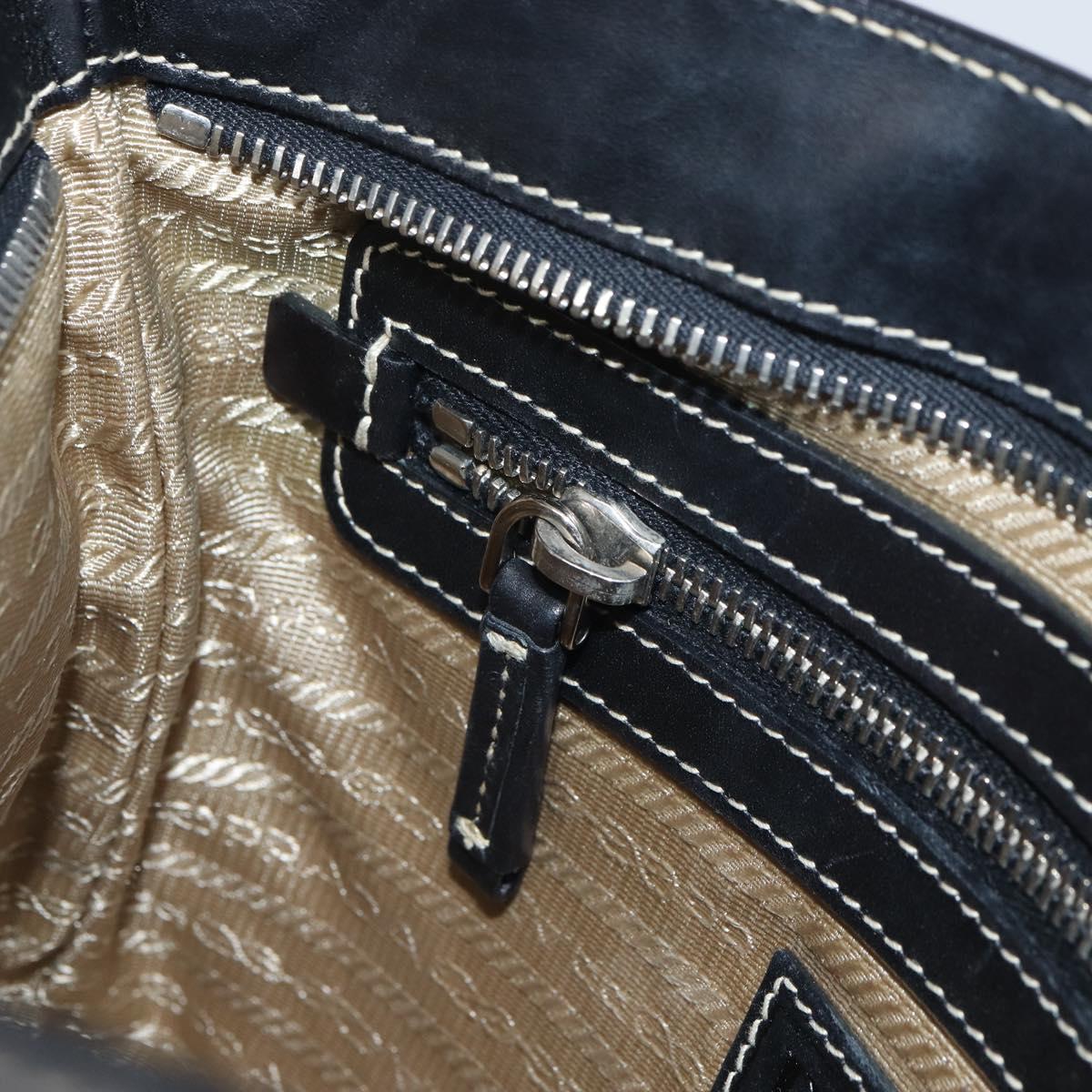 PRADA Shoulder Bag Canvas Beige Gold Auth 163147