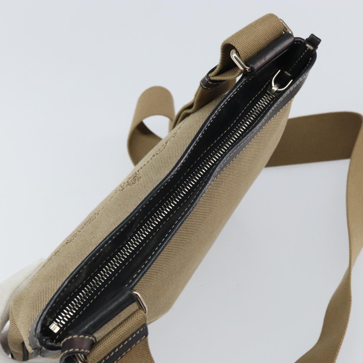 PRADA Shoulder Bag Canvas Beige Gold Auth 163147