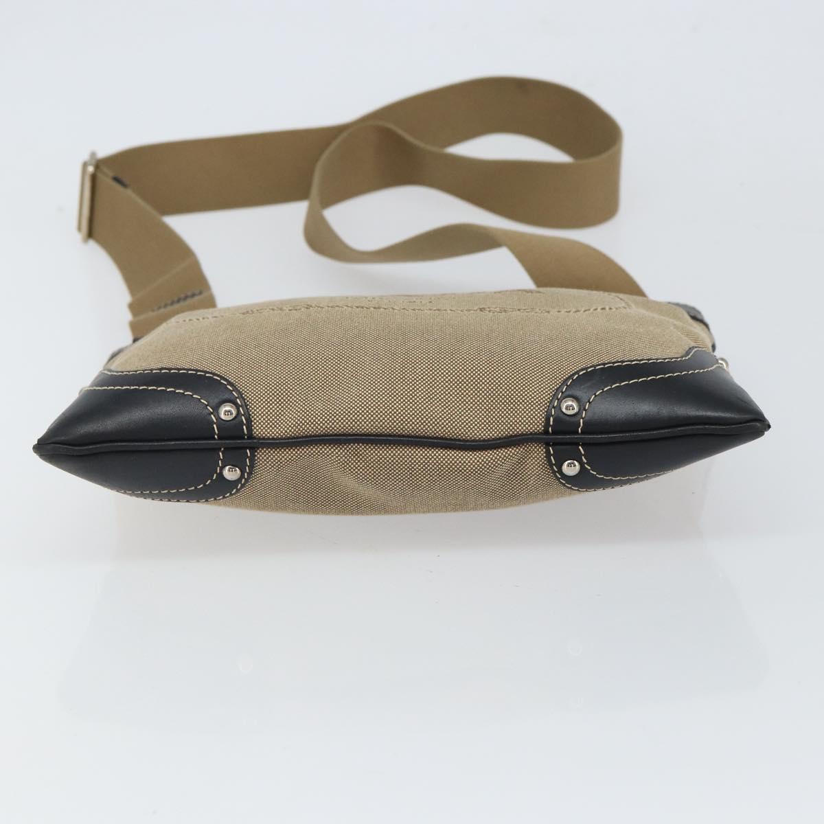 PRADA Shoulder Bag Canvas Beige Gold Auth 163147