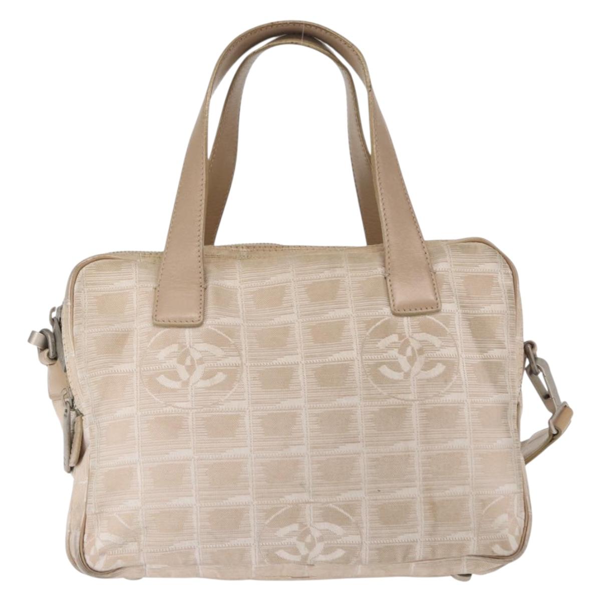 CHANEL New Travel line Hand Bag 2wat Beige CC Auth 163150