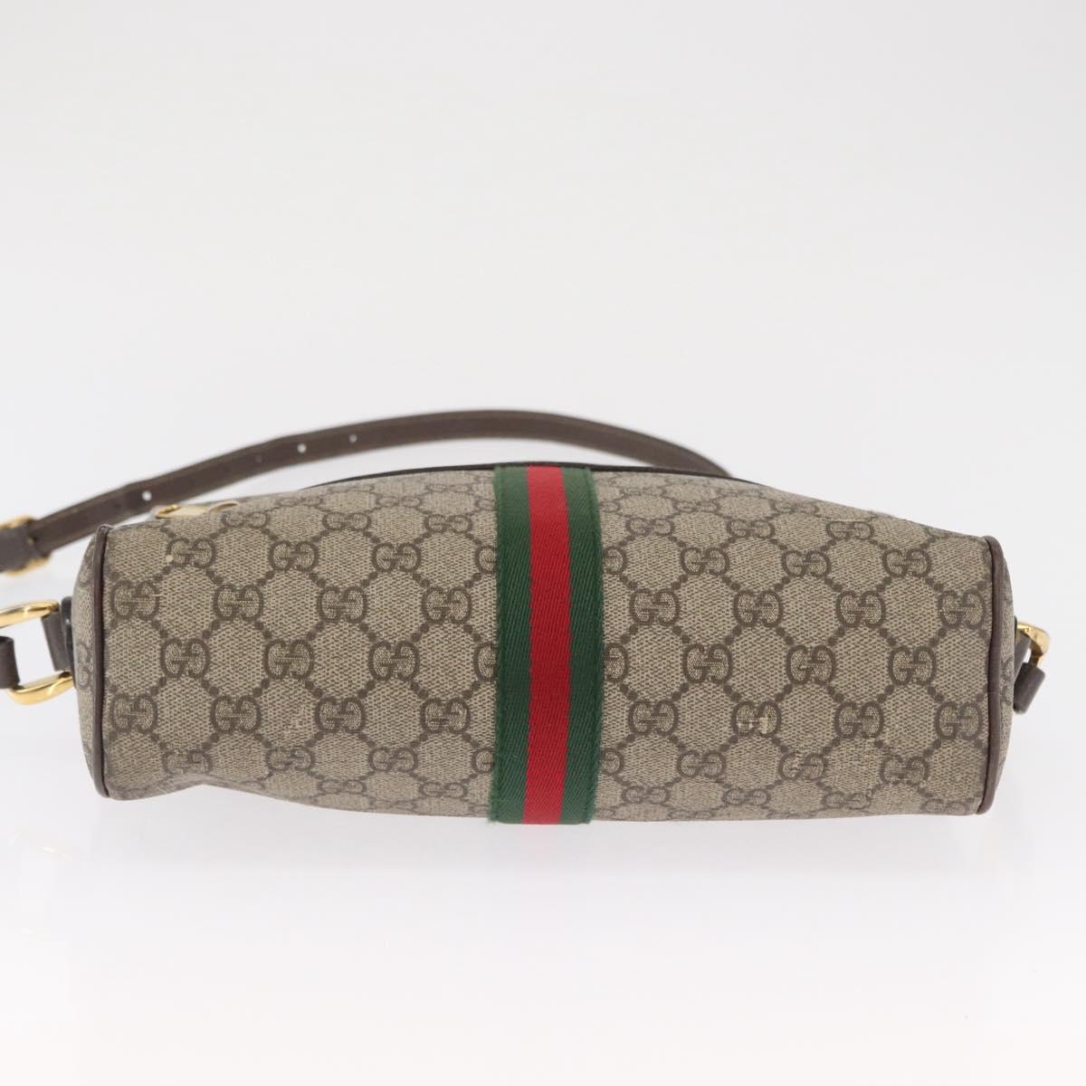 GUCCI Ophidia GG Supreme Web Sherry Line Bag PVC Beige 517080 Auth 163153