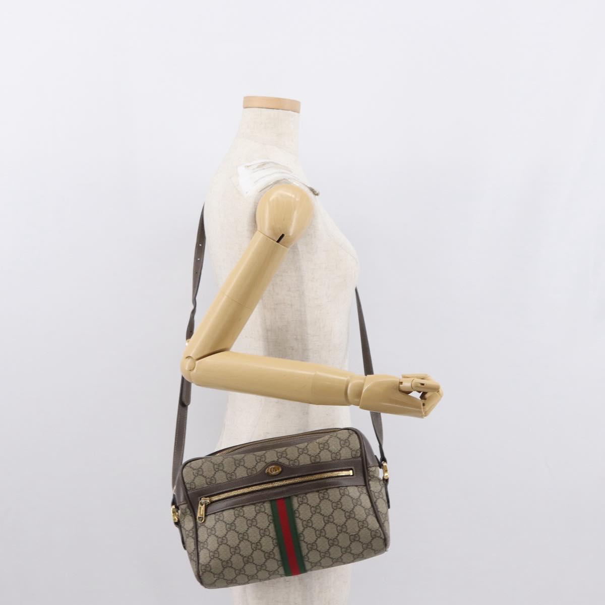 GUCCI Ophidia GG Supreme Web Sherry Line Bag PVC Beige 517080 Auth 163153