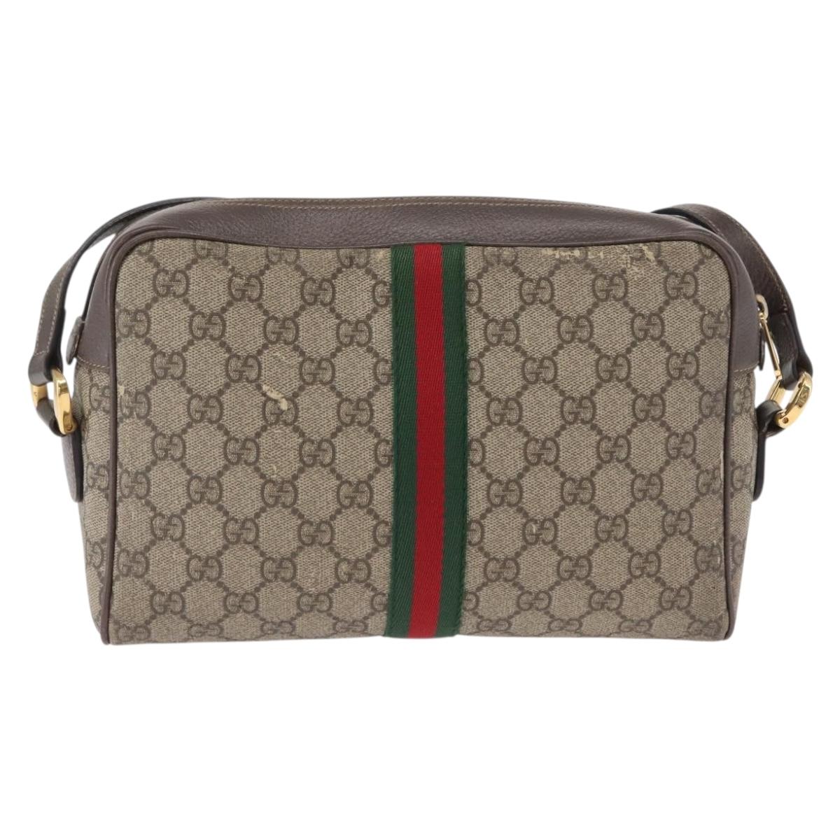 GUCCI Ophidia GG Supreme Web Sherry Line Bag PVC Beige 517080 Auth 163153