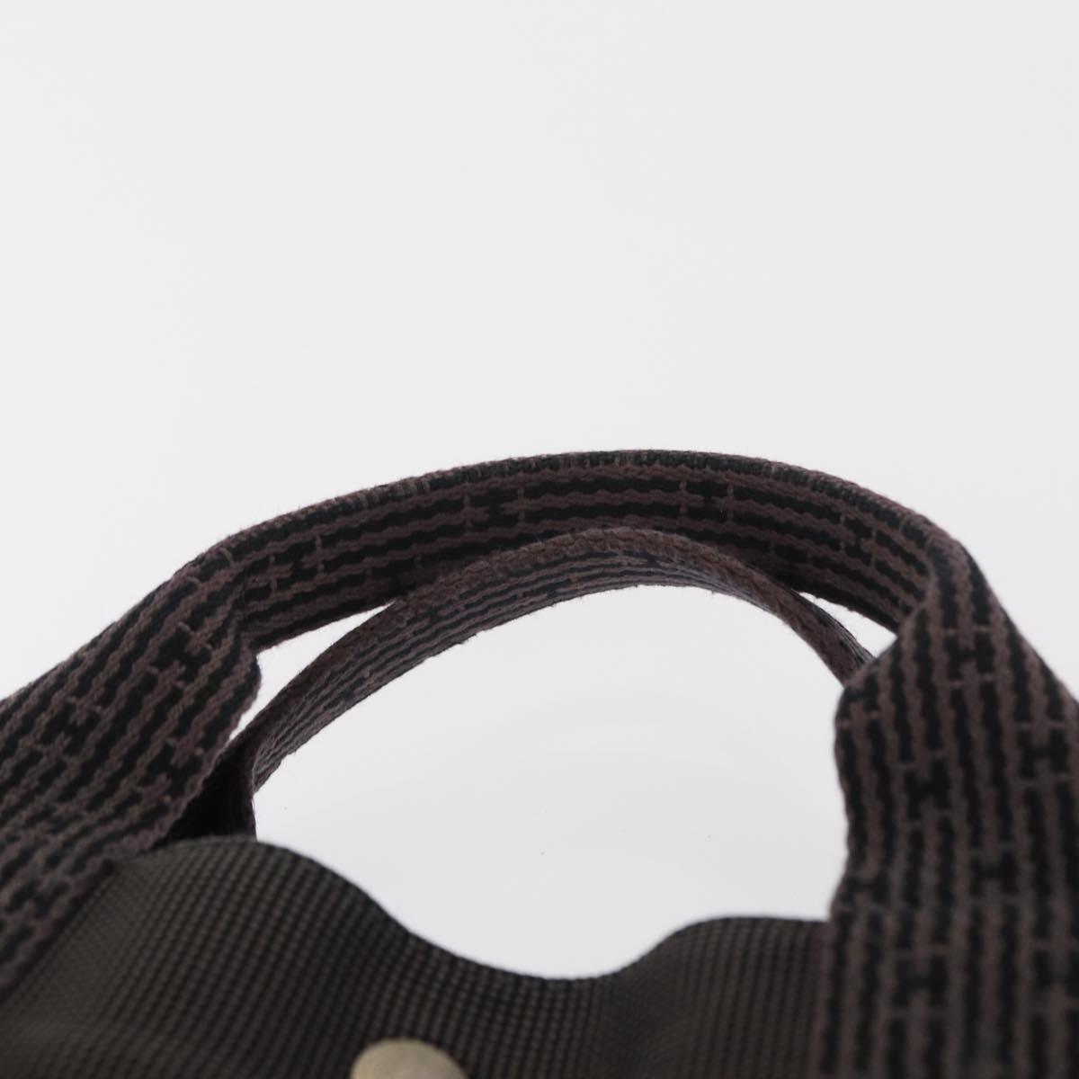 HERMES Her Line MM Hand Bag Canvas Gray Silver Auth 163158