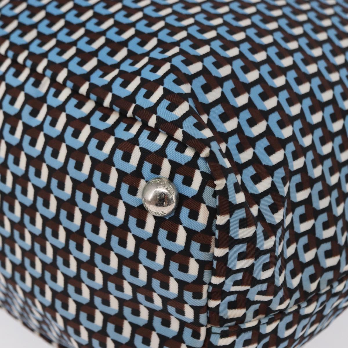 PRADA Tote Bag Nylon Light Blue Silver Auth 163159