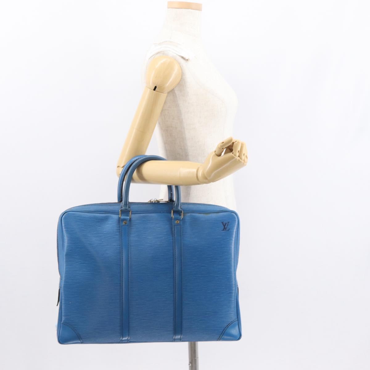 LOUIS VUITTON Epi Porte Documents Voyage Business Bag Blue M54475 Auth 163171