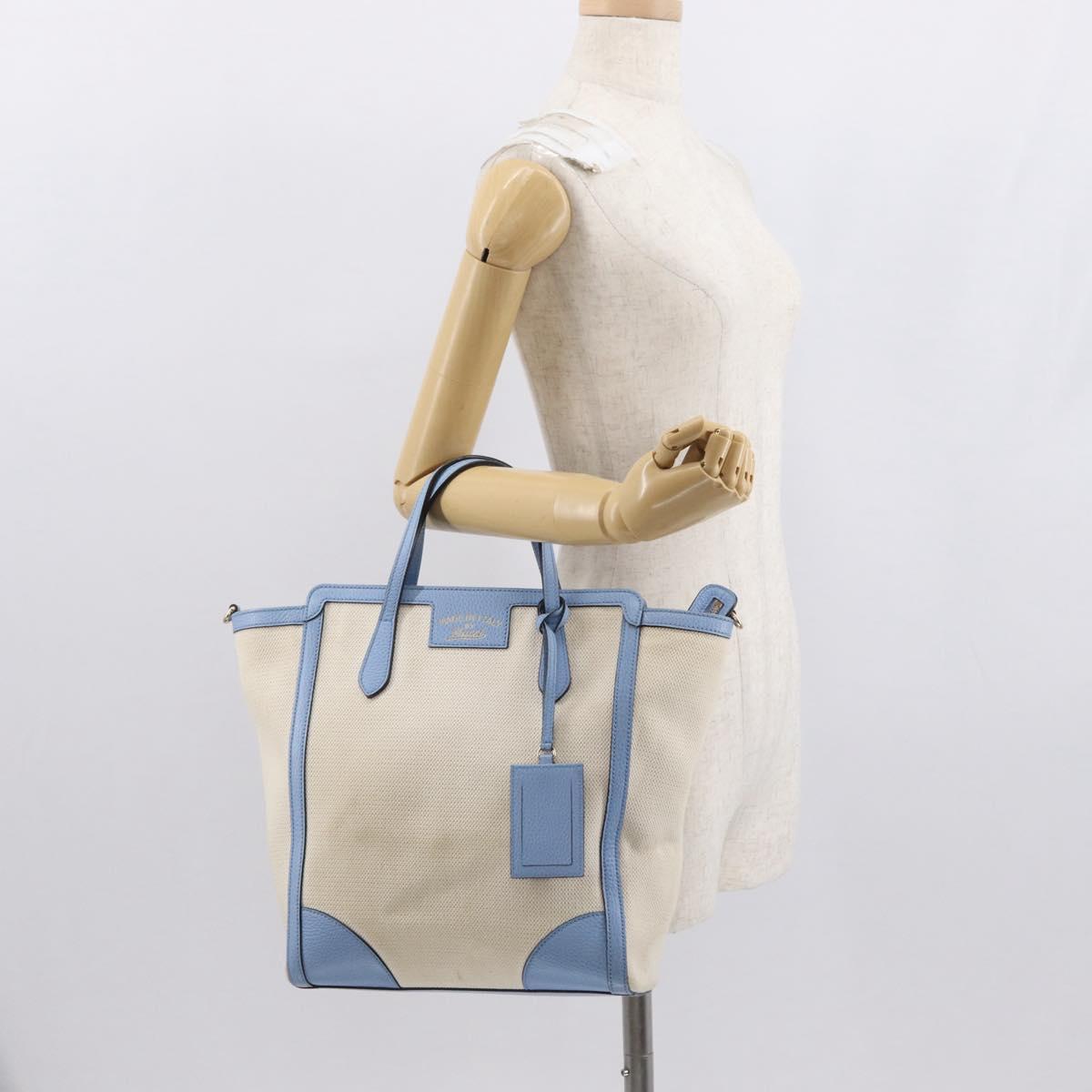 GUCCI Swing Hand Bag Canvas Beige Gold 368824 Auth 163172