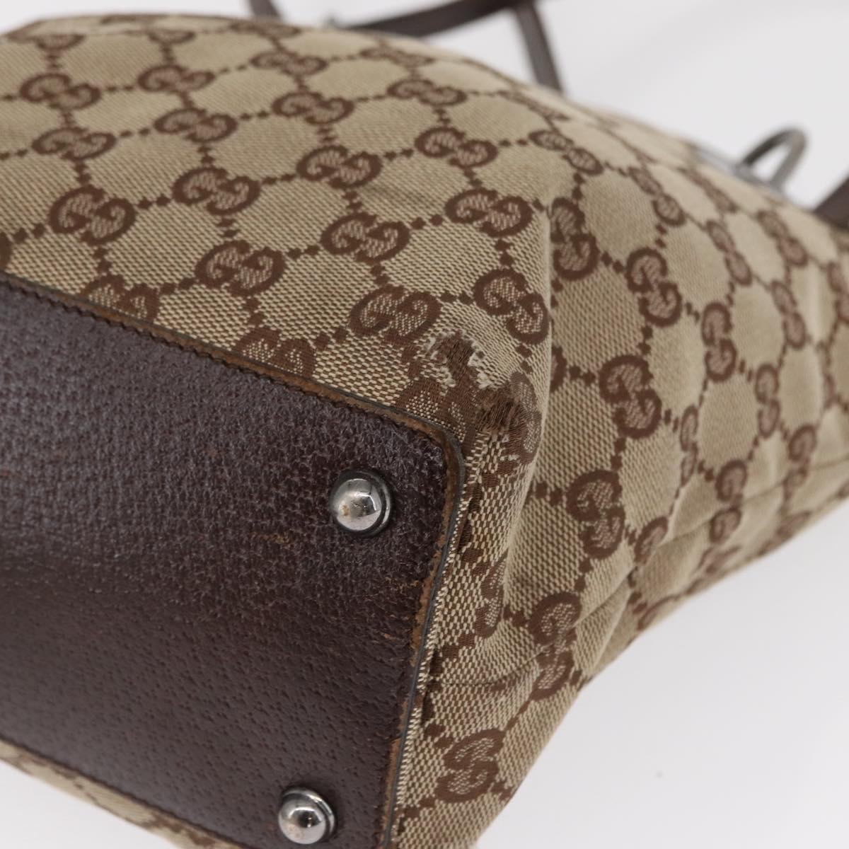 GUCCI GG Canvas Tote Bag Beige Silver 120840 Auth 163173